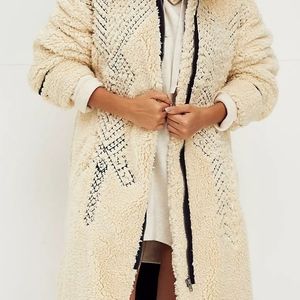 Free People Avery Embroidered Teddy Coat